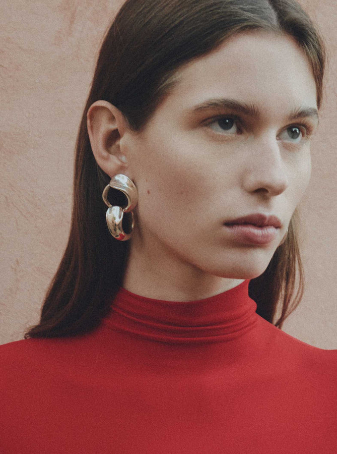 AGMES Hoop Earrings Long Marta Earrings Shop the AGMES Long Marta Earrings in Silver