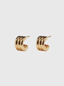 AGMES Hoop Earrings Mini Triple Ridge Hoops Shop the AGMES Mini Triple Ridge Hoops in 18K Gold Vermeil