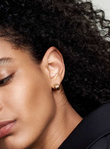 AGMES Hoop Earrings Mini Triple Ridge Hoops Shop the AGMES Mini Triple Ridge Hoops in 18K Gold Vermeil