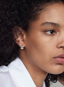 AGMES Hoop Earrings Mini Triple Ridge Hoops Shop the AGMES Mini Triple Ridge Hoops in Silver