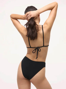 BAYTHE swimwear Lily String Bikini Top | Micro Terry | Black