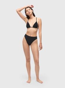 BAYTHE swimwear Lily String Bikini Top | Micro Terry | Black