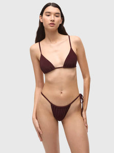 BAYTHE swimwear Lily String Bikini Top | Micro Terry | Coffee