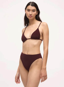 BAYTHE swimwear Lily String Bikini Top | Micro Terry | Coffee