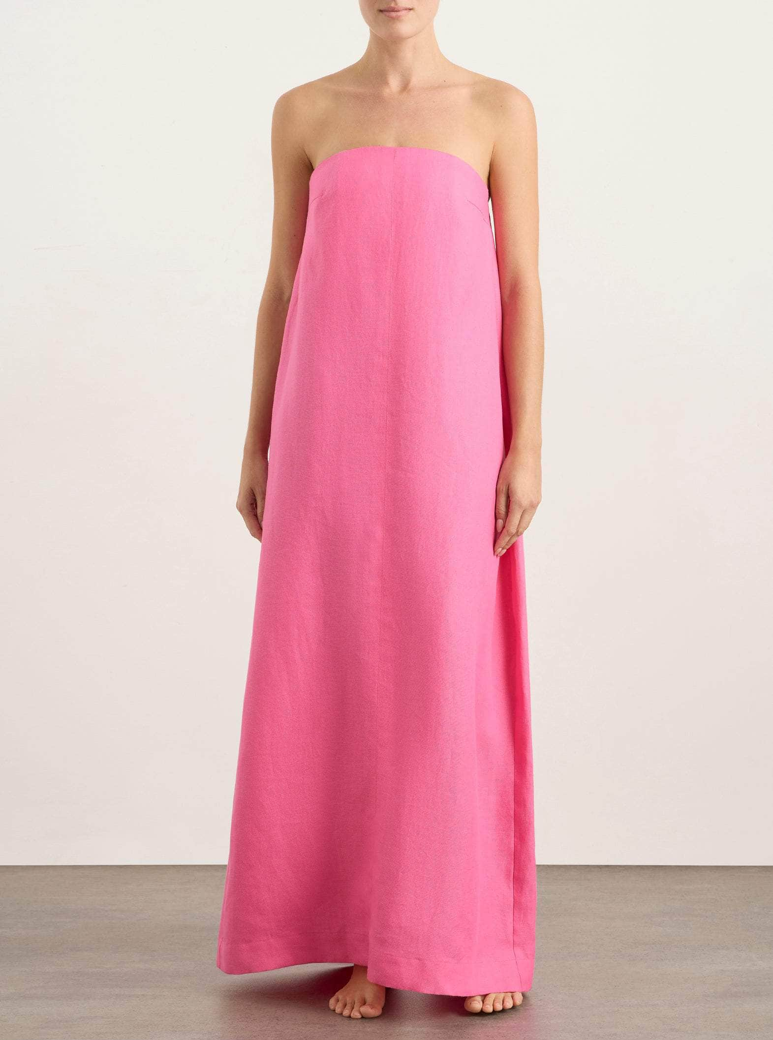 BONDI BORN Delphi Strapless Maxi Dress Pink Rose RIISE