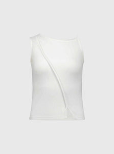 Commonplace Essentials Tank Top Asymmetrical Pearl Tank Commonplace Essentials White Asymmetrical Pearl Tank 