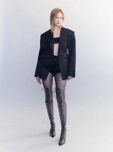 Courtney Zheng Blazer Inge Wool Silk Duchesse Satin Blazer Shop Courtney Zheng's Inge Wool Silk Duchesse Satin Blazer in Black