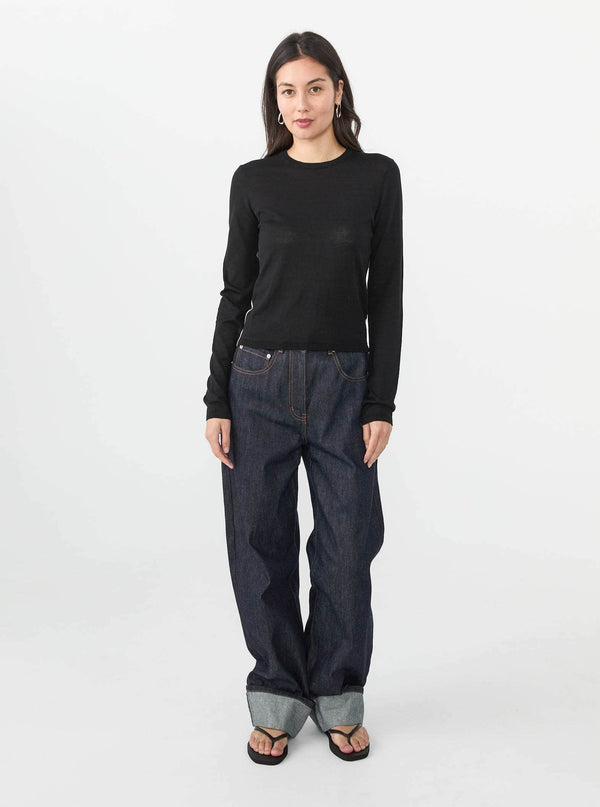 Dione Raw Denim Barrel Leg Fold Up Jeans – Courtney Zheng