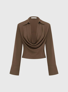 Courtney Zheng Long Sleeve Top S Aya Silk Cowl Shirt Shop Courtney Zheng's Sophisticated Aya Silk Cowl Shirt