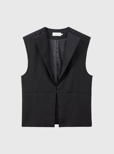 Courtney Zheng Luca Raw Edge Wool Vest Black Luca Raw Edge Wool Vest Black