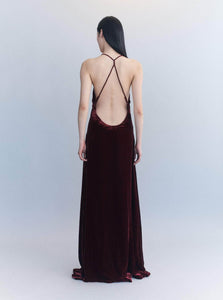 Courtney Zheng Maxi Dress Anika Silk Velvet Gown Shop Courtney Zheng's Anika Silk Velvet Gown in Garnet