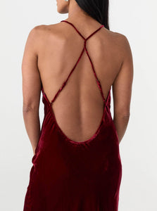 Courtney Zheng Maxi Dress Anika Silk Velvet Gown Shop Courtney Zheng's Anika Silk Velvet Gown in Garnet