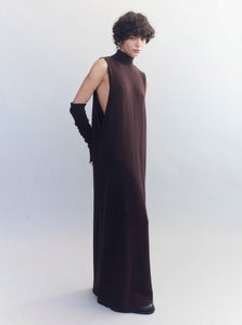 Courtney Zheng Maxi Dress Enric Wool Cashmere Dress Shop Courtney Zheng's Enric Wool Cashmere Dress in Brown