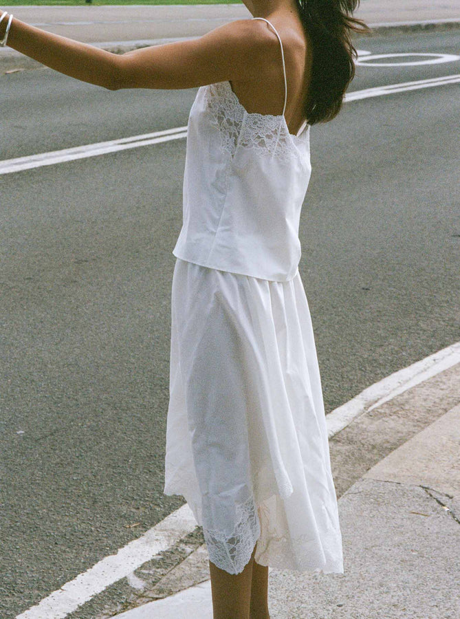 Courtney Zheng Midi Skirt Calais Silk Cotton Lace Handkerchief Skirt Calais Silk‑Cotton Lace Handkerchief Skirt – White | Courtney Zheng