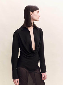 Courtney Zheng Shirt Aya Silk Cowl Shirt Shop Courtney Zheng's Sophisticated Aya Silk Cowl Shirt