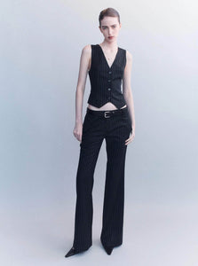 Courtney Zheng Vest Signe Chalkstripe Wool Vest Shop Courtney Zheng Signe Chalkstripe Wool Vest
