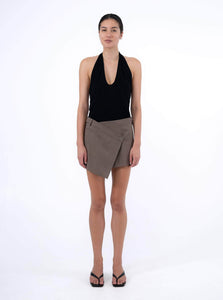 Hyde & Stone Mini Skirt Ria Wool Mini Skirt Shop Hyde & Stone's Ria Wool Mini Skirt in Chocolate Stripe