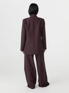 Matin Blazer Double Breasted Jacket Shop Matin's Classic Double Breasted Jacket in Brown Pinstripe 