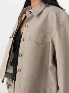 Matin Jacket Cropped Pocket Jacket Shop Matin's Modern Cropped Pocket Jacket in Beige Check