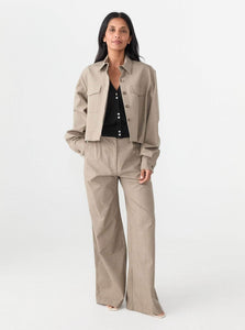 Matin Jacket Cropped Pocket Jacket Shop Matin's Modern Cropped Pocket Jacket in Beige Check