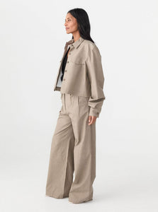 Matin Jacket Cropped Pocket Jacket Shop Matin's Modern Cropped Pocket Jacket in Beige Check