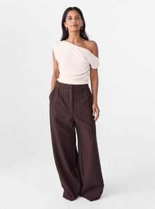 Matin Pants Tailored Pleat Pant Shop Matin's Refined Tailored Pleat Pant in  Brown Pinstripe