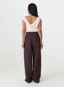 Matin Pants Tailored Pleat Pant Shop Matin's Refined Tailored Pleat Pant in  Brown Pinstripe