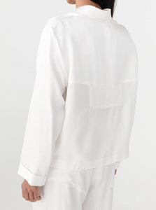 Matin Shirt Shaped Yoke Cropped Shirt Shop Matin's Shaped Yoke Cropped Shirt in White