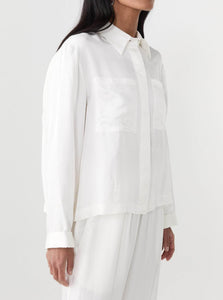 Matin Shirt Shaped Yoke Cropped Shirt Shop Matin's Shaped Yoke Cropped Shirt in White