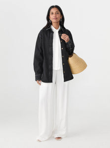 Matin Shirt Shaped Yoke Cropped Shirt Shop Matin's Shaped Yoke Cropped Shirt in White