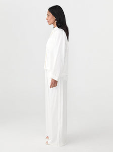 Matin Shirt Shaped Yoke Cropped Shirt Shop Matin's Shaped Yoke Cropped Shirt in White