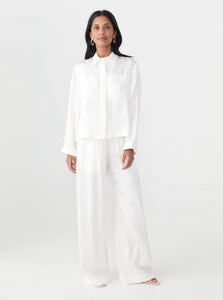 Matin Shirt Shaped Yoke Cropped Shirt Shop Matin's Shaped Yoke Cropped Shirt in White