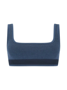 NAGNATA Sports Bra Fine Rib Wool Bralet Shop NAGNATA Fine Rib Wool Bralet in Denim