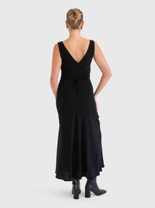 Olga Joan Midi Dress Plunge Bias Silk Dress Olga Joan Plunge Bias Mid-Length Dress