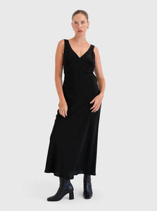 Olga Joan Midi Dress Plunge Bias Silk Dress Olga Joan Plunge Bias Mid-Length Dress