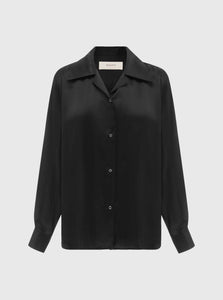 SAINT Women's Shirt Classic Silk Shirt Black Satin