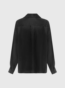 SAINT Women's Shirt Classic Silk Shirt Black Satin