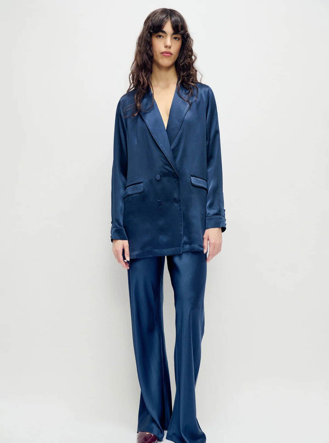 Silk Laundry Blazer XS Relaxed Blazer Silk Laundry | Relaxed Silk Blazer – Midnight | RIISE
