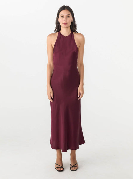 Silk Laundry | Long Halter Maxi Dress – Deadleaf | RIISE