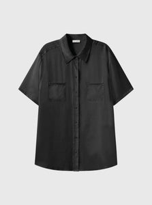 Silk Laundry Shirt Black / XS Short Sleeve Boyfriend Shirt Silk Laundry Short Sleeve Boyfriend Shirt Black