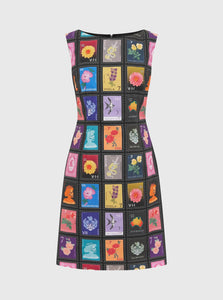 Van Der Kooij Midi Dress 1 VII Stamp Print Midi Dress Van Der Kooij VII Stamp Print Midi Dress Black Multi