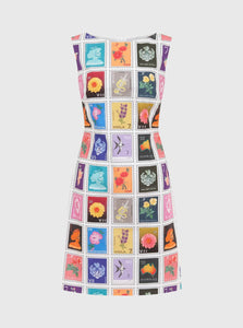 Van Der Kooij Midi Dress 1 VII Stamp Print Midi Dress Van Der Kooij VII Stamp Print Midi Dress White Multi