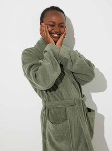 In Bed Bathrobe Organic Cotton Terry Bathrobe In Bed Organic Cotton Terry Bathrobe in Khaki