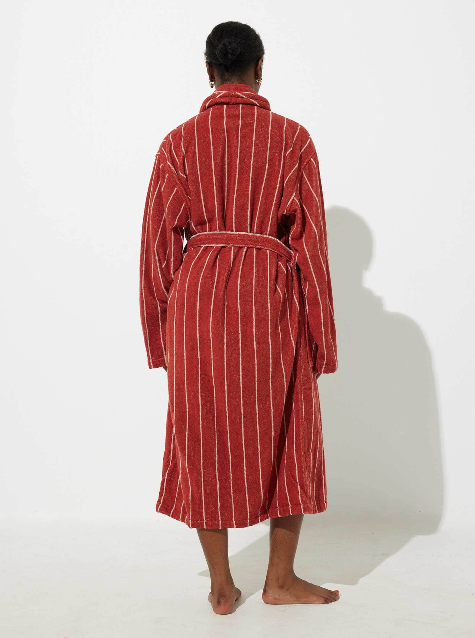 In Bed Organic Cotton Terry Bathrobe in Oxblood Peach RIISE