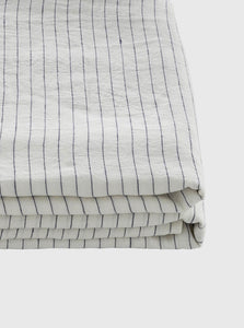 In Bed Fitted Sheet 100% Linen Fitted Sheet IN BED 100% Linen Fitted Sheet in Pinstripe Navy