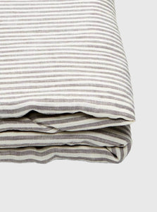 In Bed Fitted Sheet Single 100% Linen Fitted Sheet IN BED 100% Linen Fitted Sheet in Grey & White Stripe