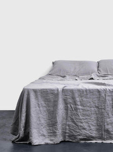In Bed Flat Sheet Single 100% Linen Flat Sheet IN BED 100% Linen Flat Sheet in Cool Grey
