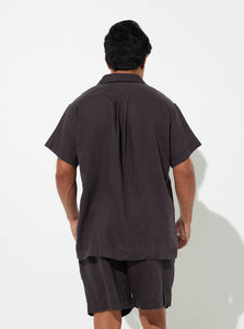 In Bed Mens Shirt 100% Linen Short Sleeve Shirt IN BED 100% Linen Short Sleeve Shirt in Kohl Mens