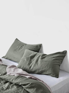 In Bed Pillow Case Set King 100% Linen Pillowslip Set IN BED 100% Linen Pillowslip Set (of two) in Khaki