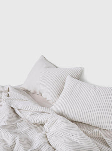 In Bed Pillow Case Set King 100% Linen Pillowslip Set IN BED 100% Linen Pillowslip set (of two) in Pinstripe Navy
